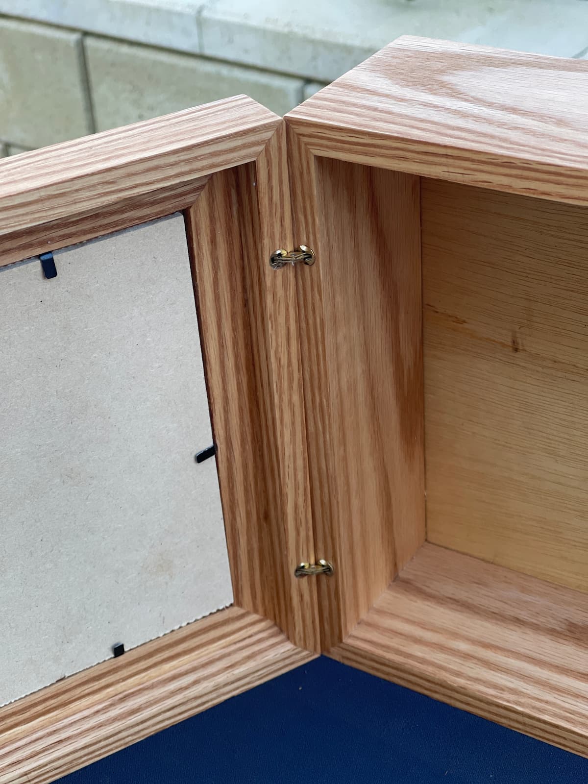 concealed brass hinge detail